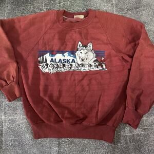 Women's Vintage 70s Alaska Iditarod Trail Sled Dog Race Crewneck Sweatshirt Sz S